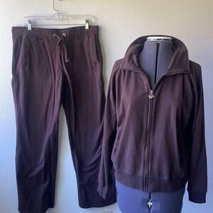 Central Park sweats brown chocolate color zip up hoodie and pants size XL